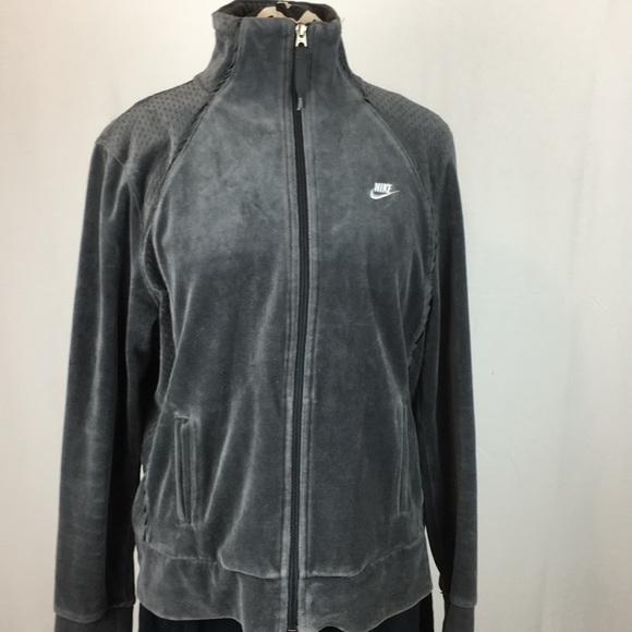 Nike Tops - Nike Gray Velour Full Zip Track Jacket L